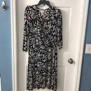 Chicos Size 2 Plus Wrap Dress Black Beige